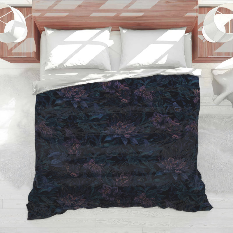 Dark Floral Pattern Comforter, Queen