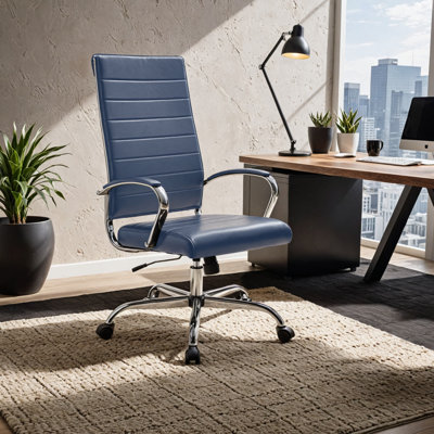 Mulkey High-Back Leather Executive Office Chair – Adjustable Swivel Desk Chair for Computer, Conference, or Home Office Use by Orren Ellis