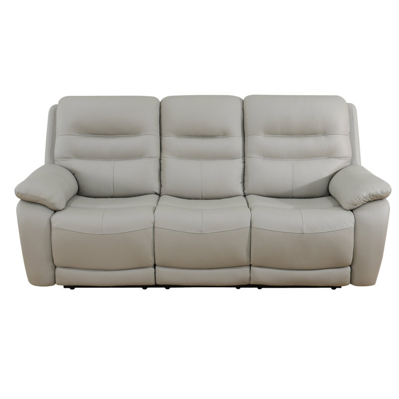 Bollin 85.3'' Genuine Cow Top Leather Power Reclining Living Room 3-Seat Sofa