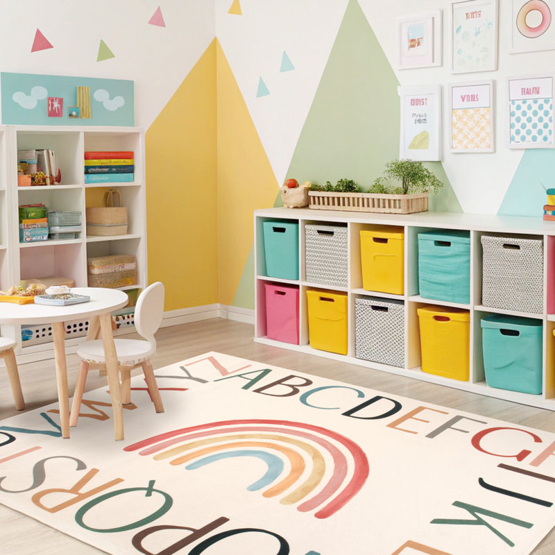 Tapis de jeu Rainbow Classroom, Rectangle 5 pi x 7 pi