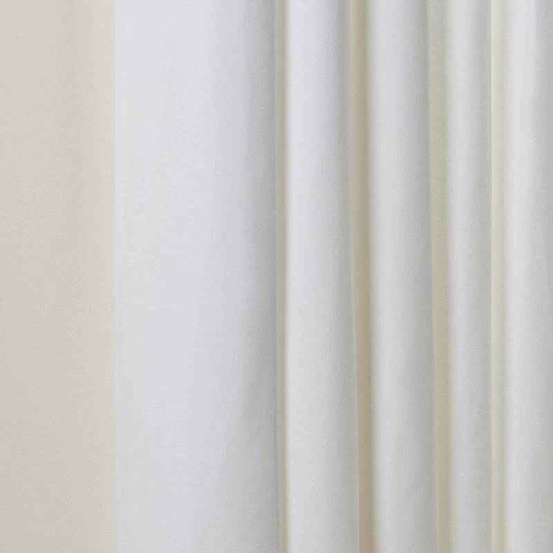 Cotton Blackout Curtain Single Panel, White