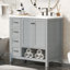 Meuble-lavabo de 36 po avec comptoir d'évier, meuble-lavabo avec deux portes et deux tiroirs, bois massif, tablette ouverte, panneaux de fibres à densité moyenne, un paquet, gris