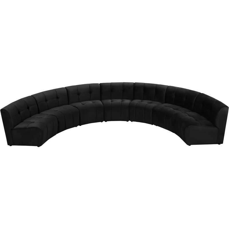 Jedson Velvet Sectional Symmetrical, Black Velvet