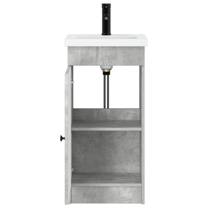 Single Bathroom Vanity with Ceramic Basin, Concrete Grey