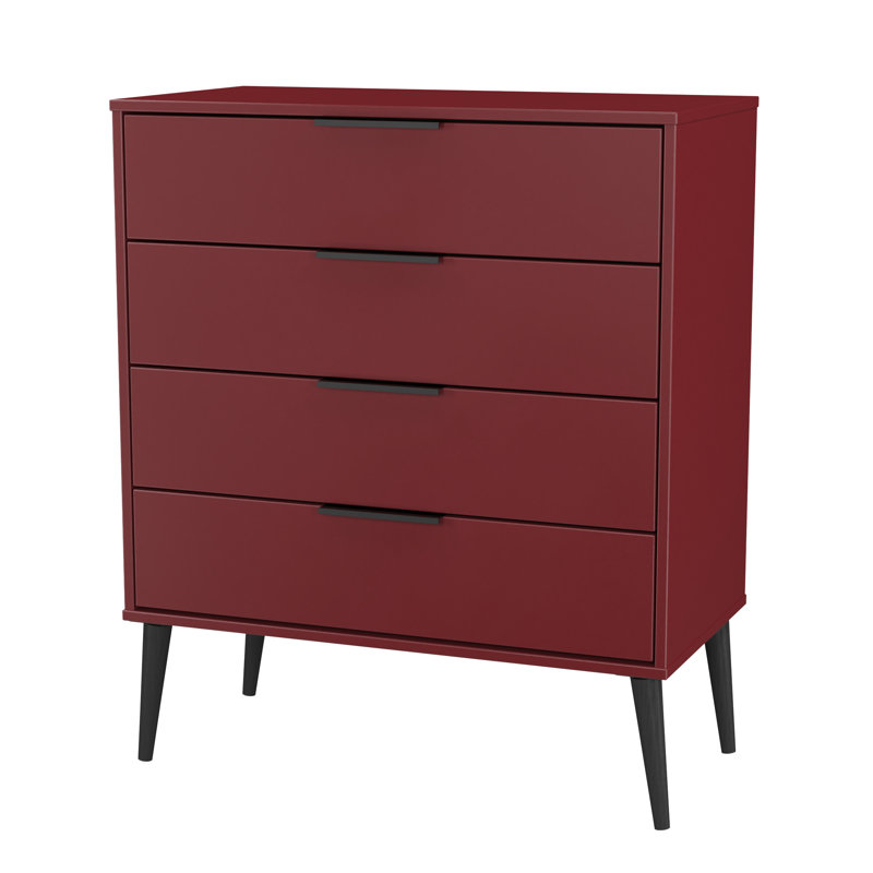 Bisceglia 77cm W 4 - Drawer Chest of Drawers, Red