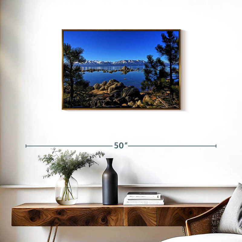Lac Tahoe depuis l'anse Zephyr, Cadre flottant doré, 31 po x 21 po