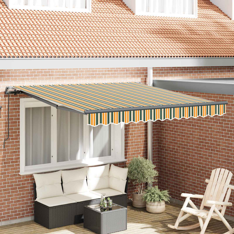 VidaXL Retractable, 165cm H x 300cm W x 250cm D, Green/Yellow/Black, Striped