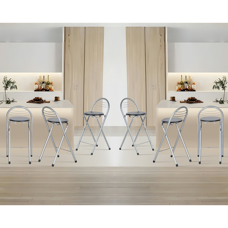 Contesa Counter Stool with Metal Frame, Black, 6