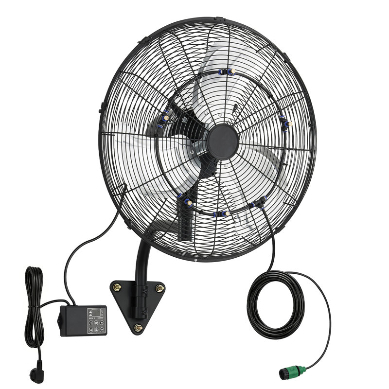 Ventilateur mural, ventilateur mural 20 po avec oscillation et brume, télécommande, indice de protection IP44, 3 vitesses, minuterie de 18 heures, contrôle de la température, puissant pour l'industrie, commercial, garage, atelier, gymnase