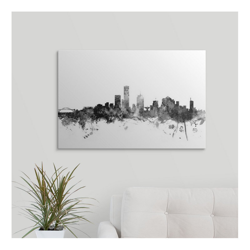 «Milwaukee Wisconsin Skyline» par Francy, impression, H 32 po x l 48 po x P 1,5 po, Toile