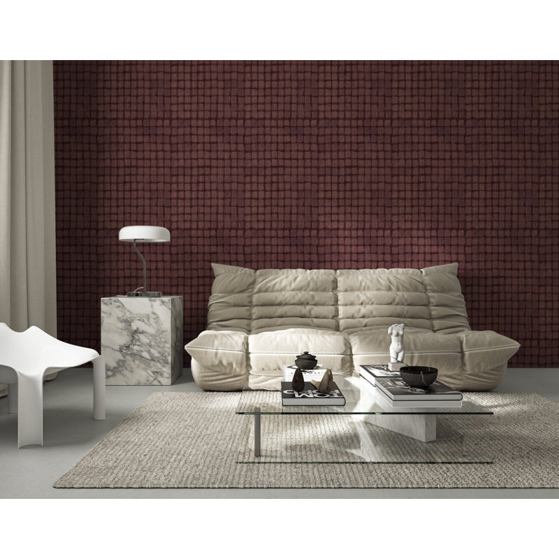 Weathered Mosaic - Wallpaper by Norman Wyatt Home, Burgundy, Premium Paper