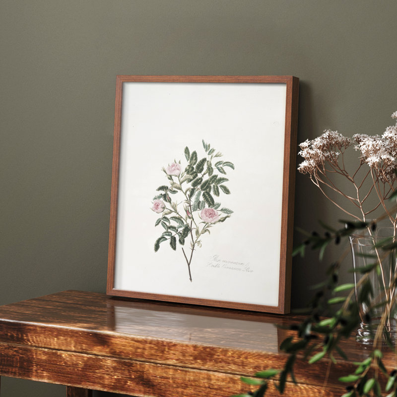 Imprimé floral rétro CCII, Noyer, H 14 po x l 11 po