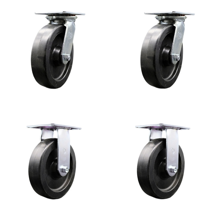 8 Inch Polyolefin Caster Set with Ball Bearing 2 Swivel Lock and 2 Rigid SCC