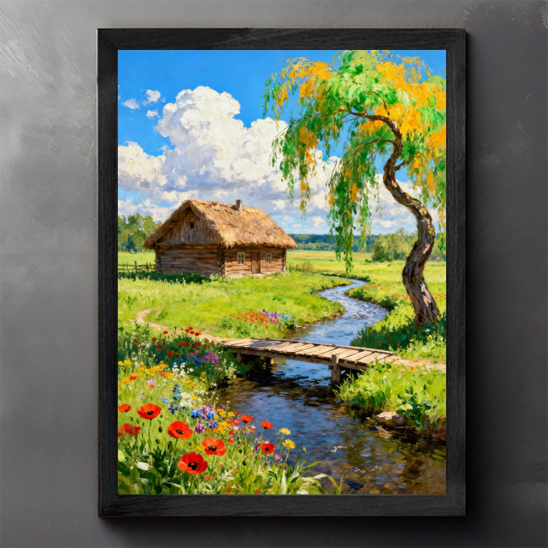 Art mural rétro noir, campagne paisible et magnifique, impressions de style rétro, H 25 po x l 17 po