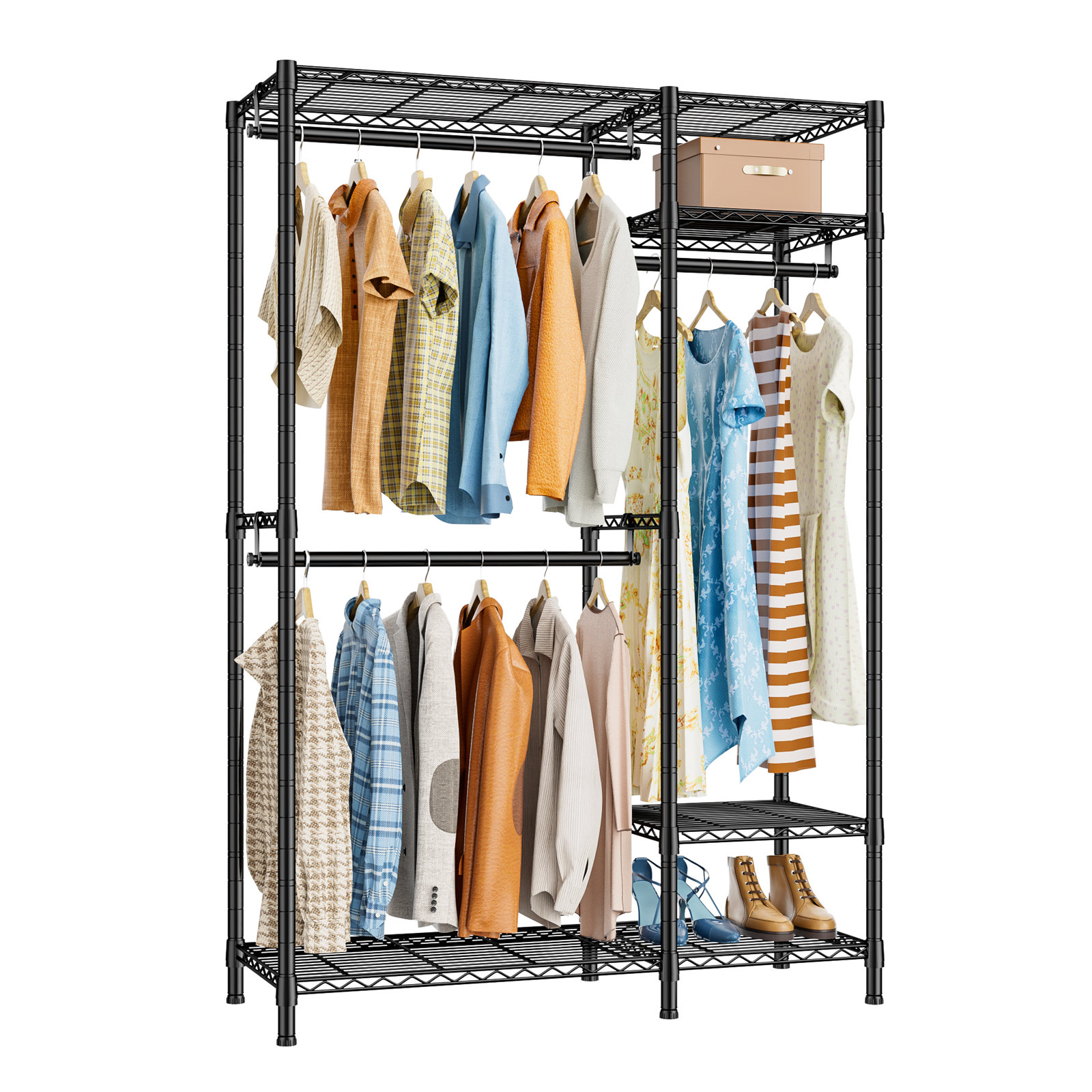 Rebrilliant 76.8" Garment Rack,Clothes Hanging Rack Loads 600LBS,Metal