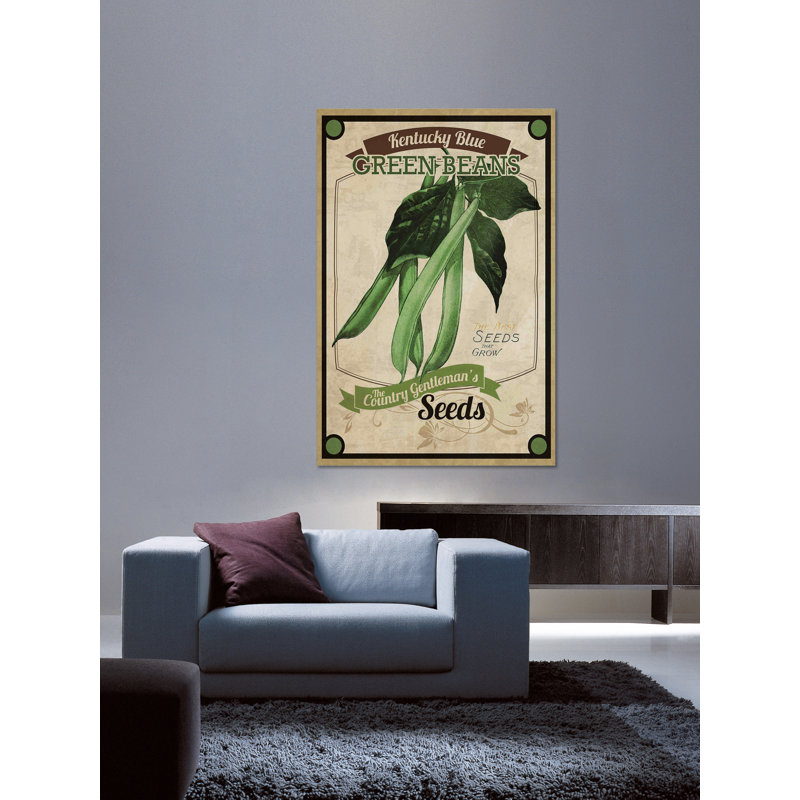 « seed packet greenbeans », reproduction d’art sur toile tendue, H 60 po x l 40 po