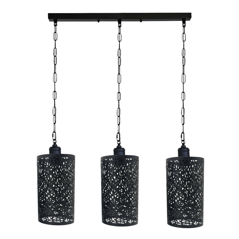 3 - Light Kitchen Island Pendant, Black, Black