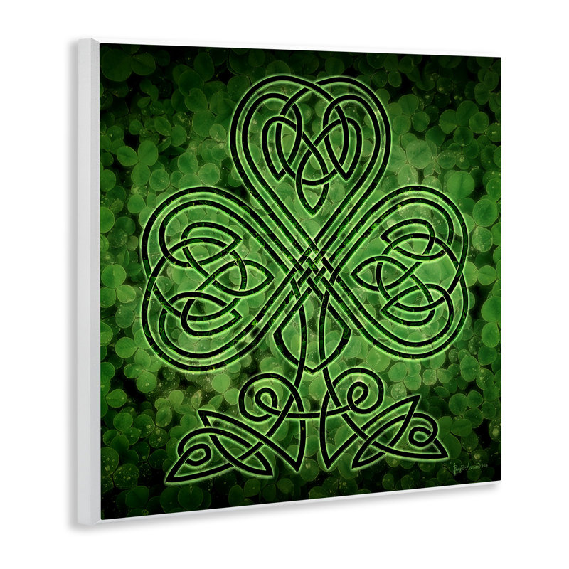 «Ay-870-Wood Green Celtic Shamrock Knot On Canvas» par Brigid Ashwood, reproduction