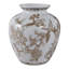 Vase décoratif décoratif en céramique de style chinois pour la maison - Grand vase contemporain pour décoration de salon ou de salle à manger - 10 po, blanc et brun-1005857018