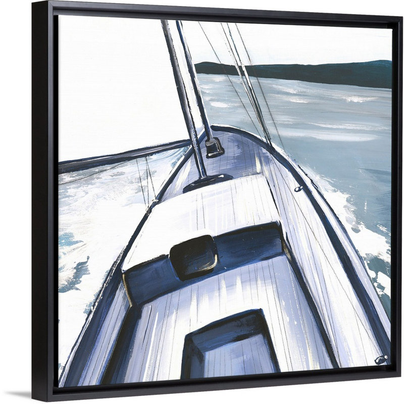 « sea faring life xvii », peinture sur toile, Cadre flottant noir, H 17,7 po x l 17,7 po x p 1,75 po