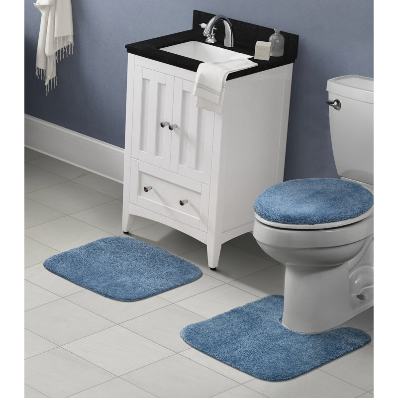 Mccluney 3 Piece Ultra Soft Bath Rug Set with Non-Slip Backing, Basin Blue
