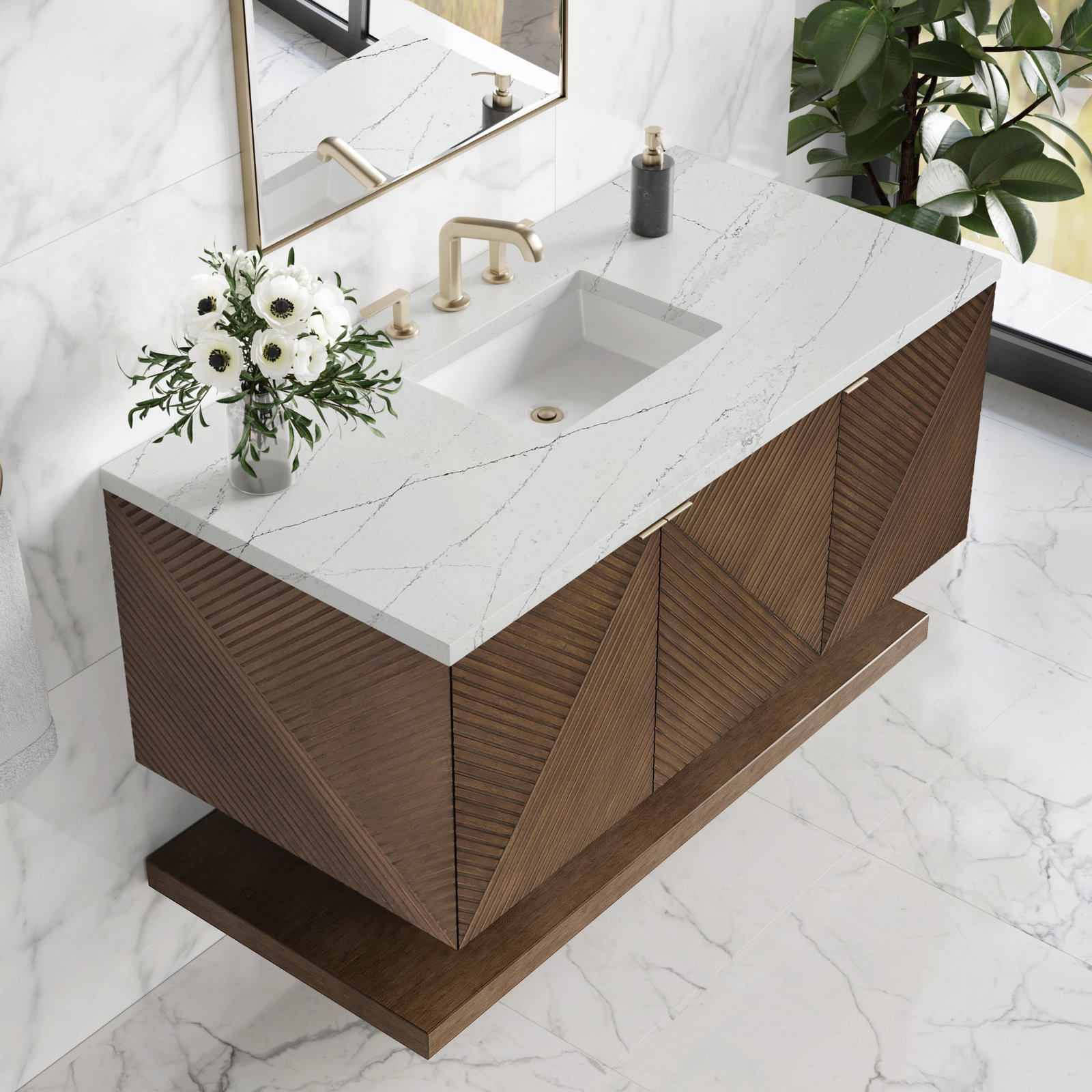 Marcello 48" Acacia Single Bathroom Vanity, Ethereal Noctis