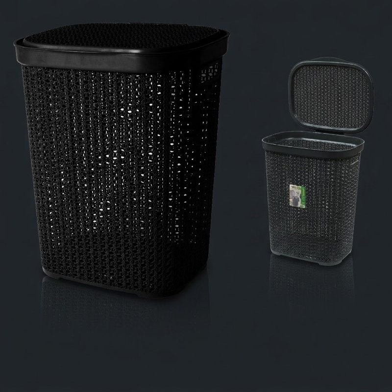 Laundry Hamper 55 Lt Blk, Black