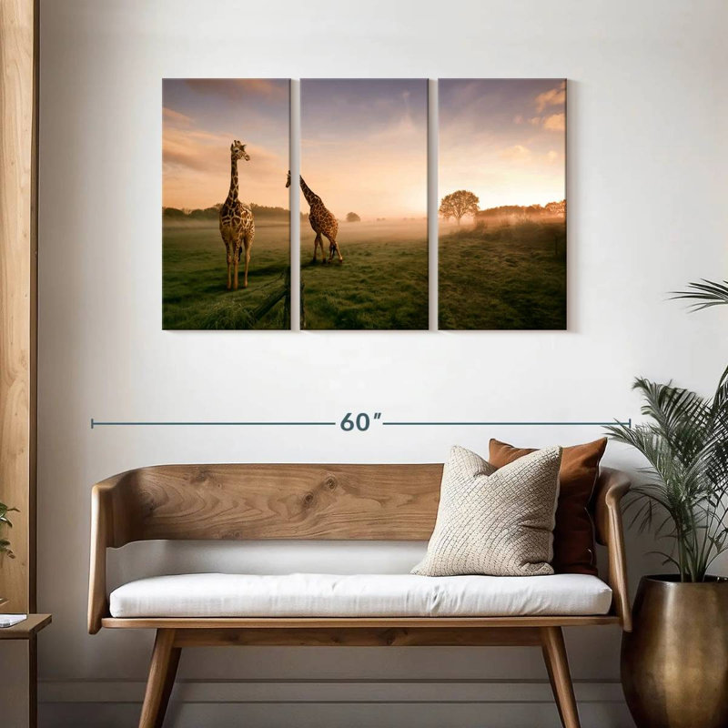 Brampt, girafes dans la savane, H 28 po x l 45 po