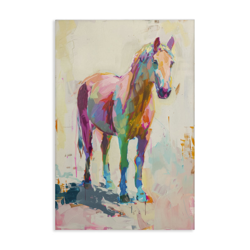 «Sunset Hued Horse», art mural sur toile par Petal Prints Design, H 30 po x l 20 po