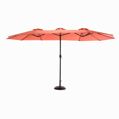 14.8 Ft Double Sided Outdoor Umbrella Rectangular Large With Crank ( Orange )(No Base)