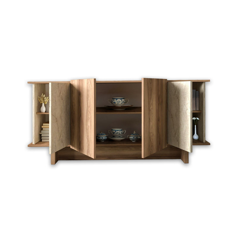 Console polyvalente en travertin de 71 po de largeur