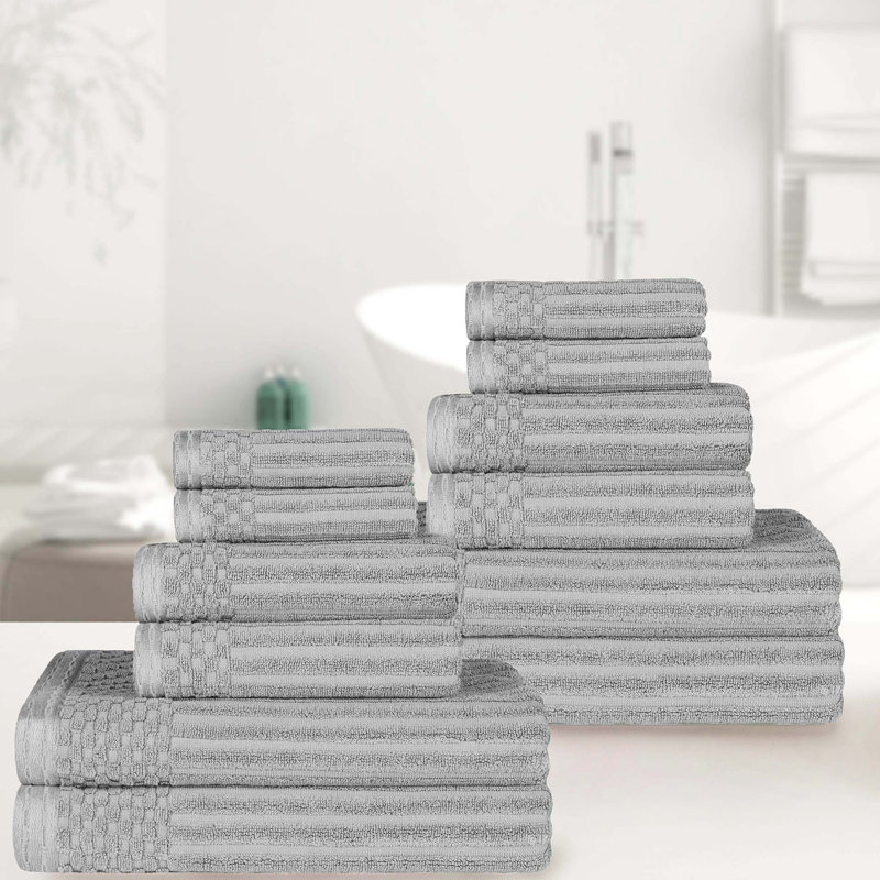 Ensemble de 12 serviettes de bain en coton 12 pièces, Argent