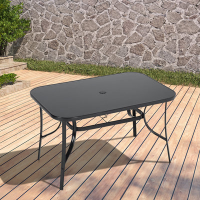 Heasley Square Metal Outdoor Dining Table With Umbrella Hole , 105cm W 105cm D