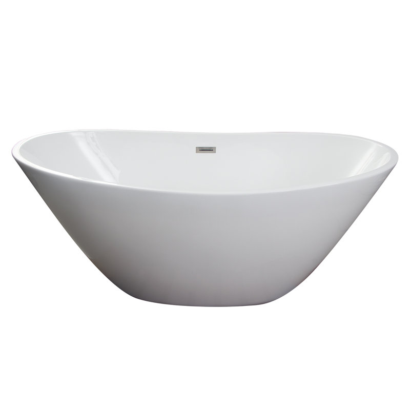 Newman 62'' x 30.5'' Soaking Acrylic Bathtub, Brushed Nickel