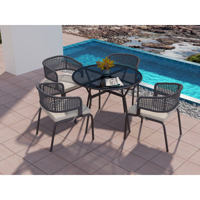 Chaises de patio en corde tissée à la main avec coussins