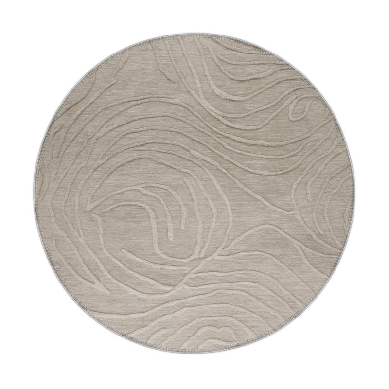 Tapis gris abstrait intérieur et extérieur, Rond 5 pi