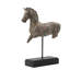 Statue de cheval Marie sur support en fer noir, poudre de pierre-résine grise 17 pouces