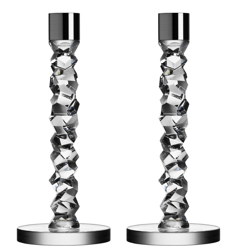 Carat Candlestick, High, White/Silver