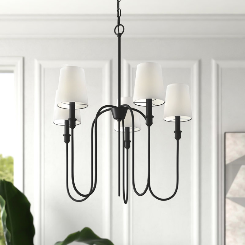 Sanibel 5 - Light Shaded Classic / Traditional Chandelier in Aged Iron, Aged Iron
