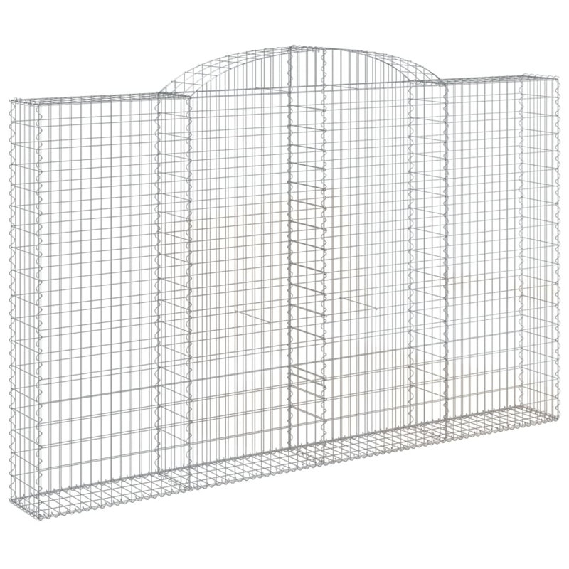 Dakota Fields Arched Gabion Baskets Galvanised Iron, 120cm H x 200cm W x 50cm D, 6