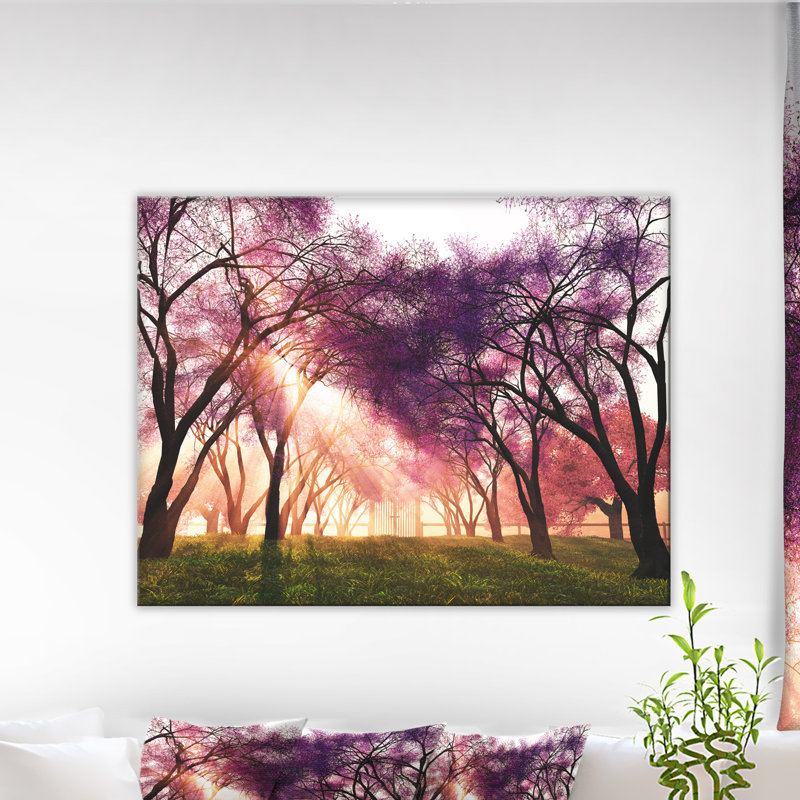Photographie de jardin de cerisiers en fleurs au Japon, H 30 po x l 40 po x 1,5 po, Toile tendue