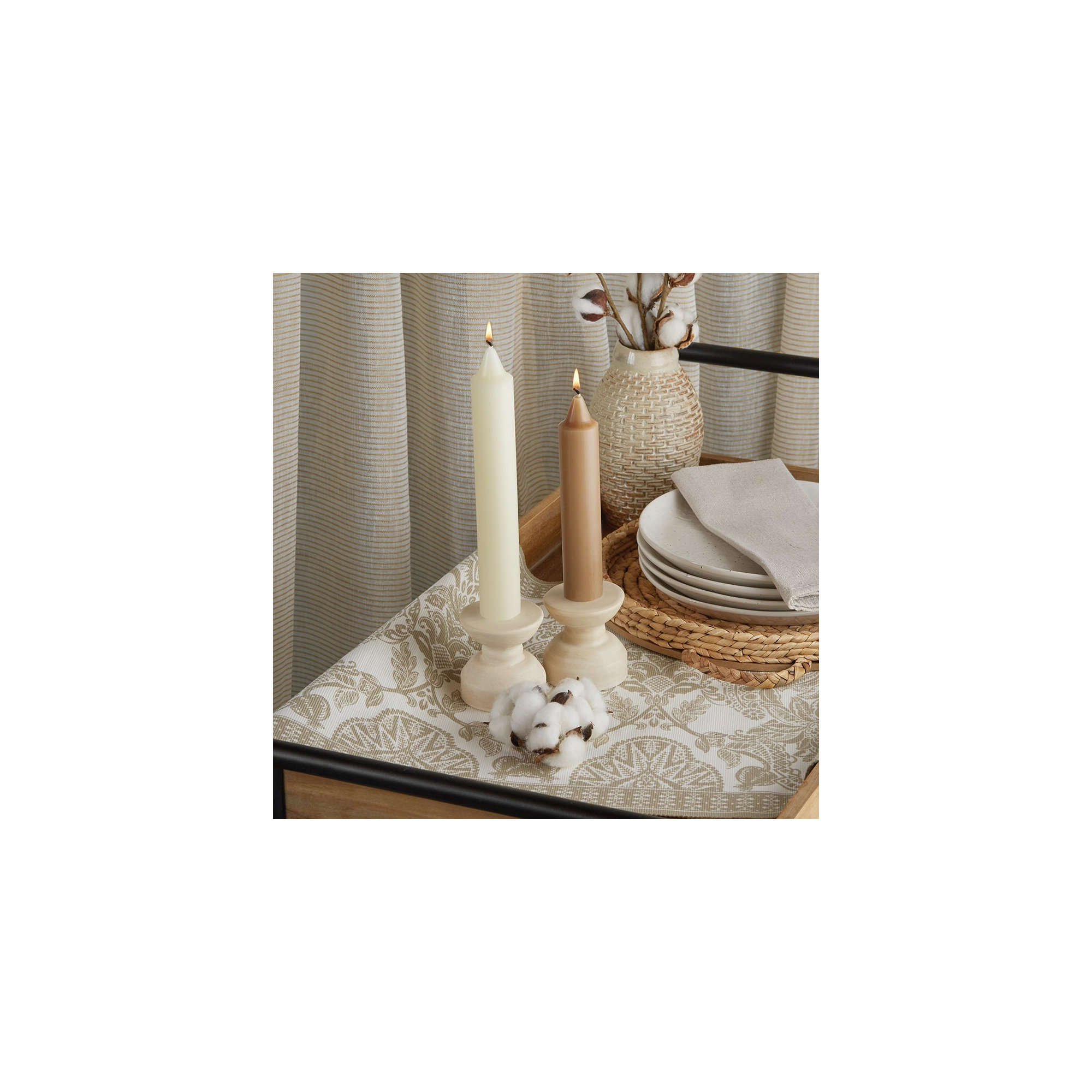 Smooth Collenette Unscented Taper Candle, Ivory, 9" H x 1.25" W x 1.25" D