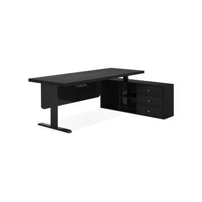 Black Rectangular Solid Wood  desk