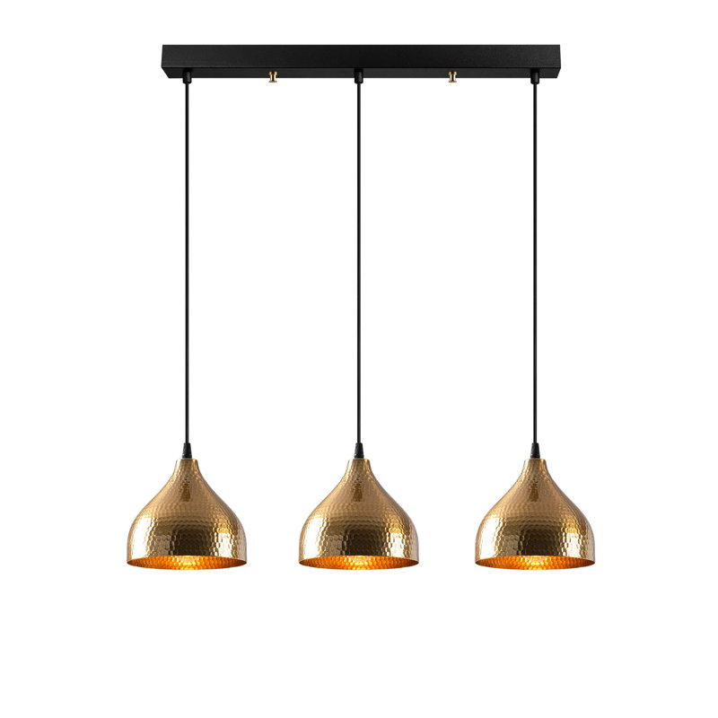 Stunning Modern Chandelier, Adjustable Height, Vintage Finish, 26.8 x 7.1 inches | Metal Body, 3 x E27 Max 40W | Perfect for Glam, Scandinavian Décor | Base Plate: 22.8 x 2.4 x 1.6 inches, Elegant Lighting Fixture
