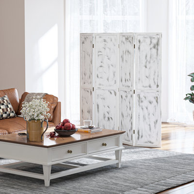 Paravent blanc à 4 panneaux pliables pour le salon, la chambre à coucher et la cloison de bureau à domicile