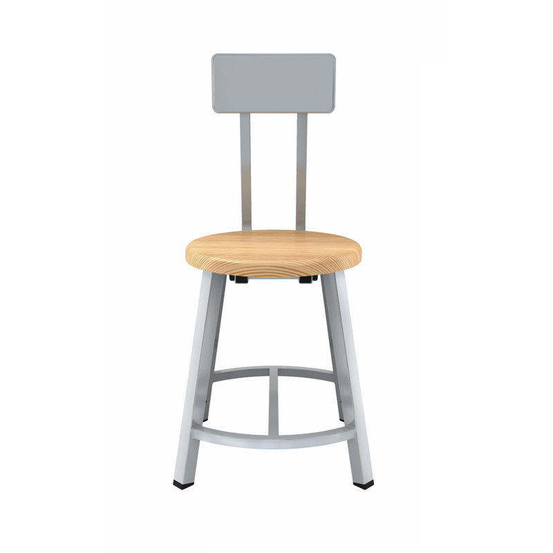 Fixed Height Industrial/Shop Stool with Backrest, 18" H