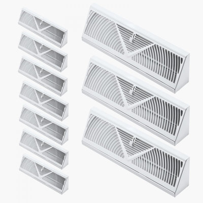 15-Inch Floor Registers, 10-Pack Baseboard Registers, HVAC Heavy-Duty Walkable Iron Floor Vents, Rustproof Anti-Peeling Air Vents Deflector Adjustable with Metal Damper for Home & Office, White