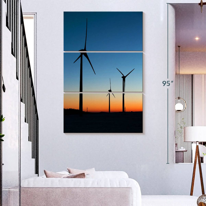 Lilie Wind Turbines At Dusk, 74" H x 48" W