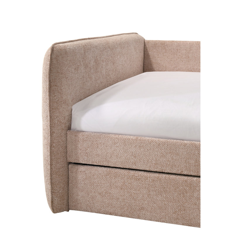 Luxueux lit de jour moderne gigogne escamotable capitonné 1 pièce, Mauve