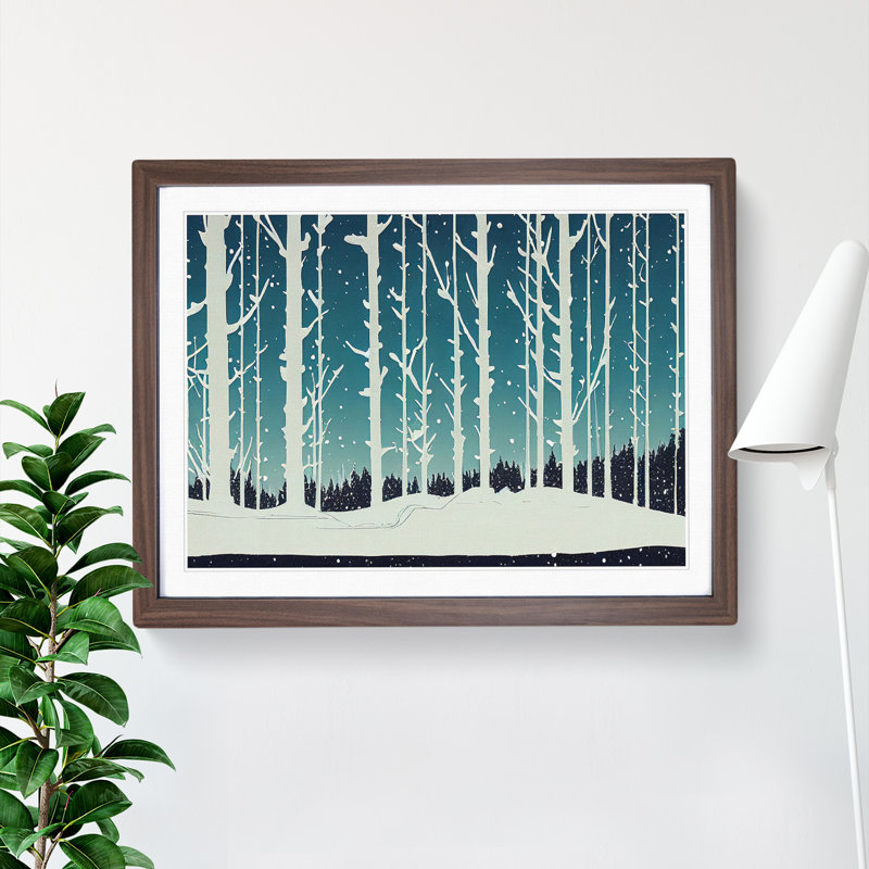 Intense Winter Forest Abstract - Framed Print, 46cm H x 64cm W x 2cm D, Walnut